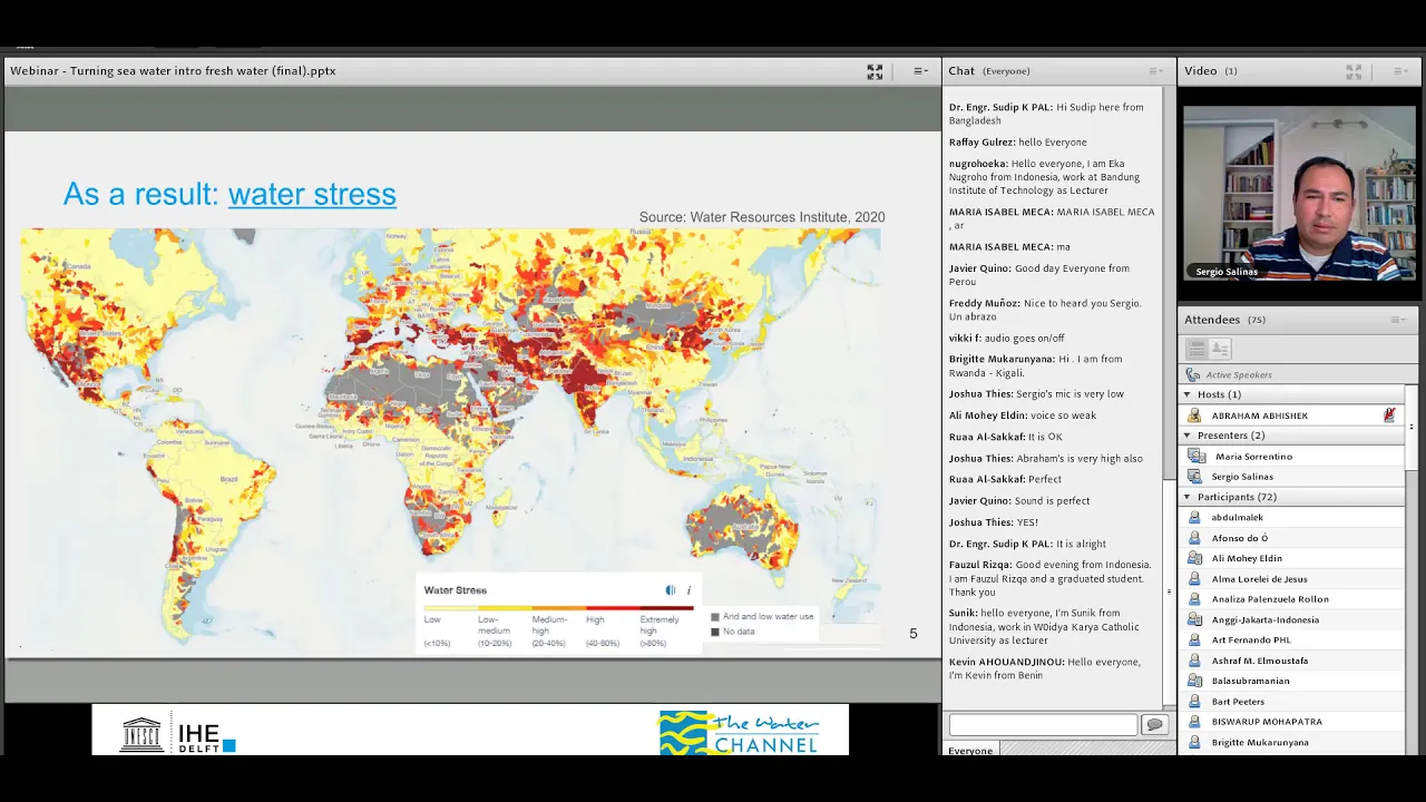 IHE Delft 💧 Alumni Online Seminar:  Turning seawater into freshwater by Sergio Salinas