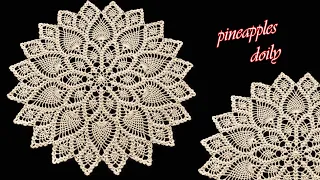 مفرش كروشيه دائري بغرزة الاناناسة بشرح سهل للمبتدئات Crocheted Doily 
