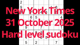 Sudoku Solution New York Times 31 October 2025 Hard Level 