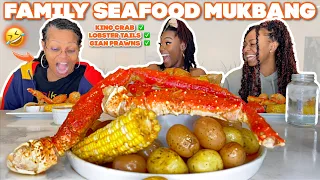 FAMILY SEAFOOD BOIL MUKBANG WITH SHENA'S AUNT & COUSIN | GIANT PRAWNS, LOBSTER TAIL, KING CRAB