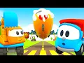 Download Lagu Vinteräventyr med Lastbilen Leo och bilar. Ett isigt flygplan, en pistmaskin och snowboard i bergen