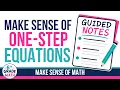 One Step Equations no integers Guided Notes 6th Grade Math Lesson
