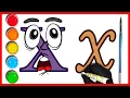 Drawing LETTER X English ABC Alphabet coloring drawing Learn ABC Colors for kids Bunny Joy Art