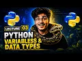 Python Variables Data Types Lecture 03 Python for Beginners in Hindi