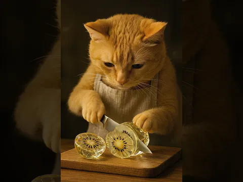 ASMR Cat Chef Slices Exotic Fruits Like a Pro! 🍉🐾🍍