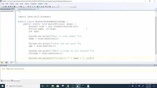 Java 1 Fall 2019 - Chapter 2 Using Scanner Class for a Token Scan and Subsequent Line Scan