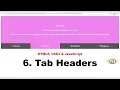 6 Tab Headers Menu HowToCreate Series HTML5 CSS3 JavaScript