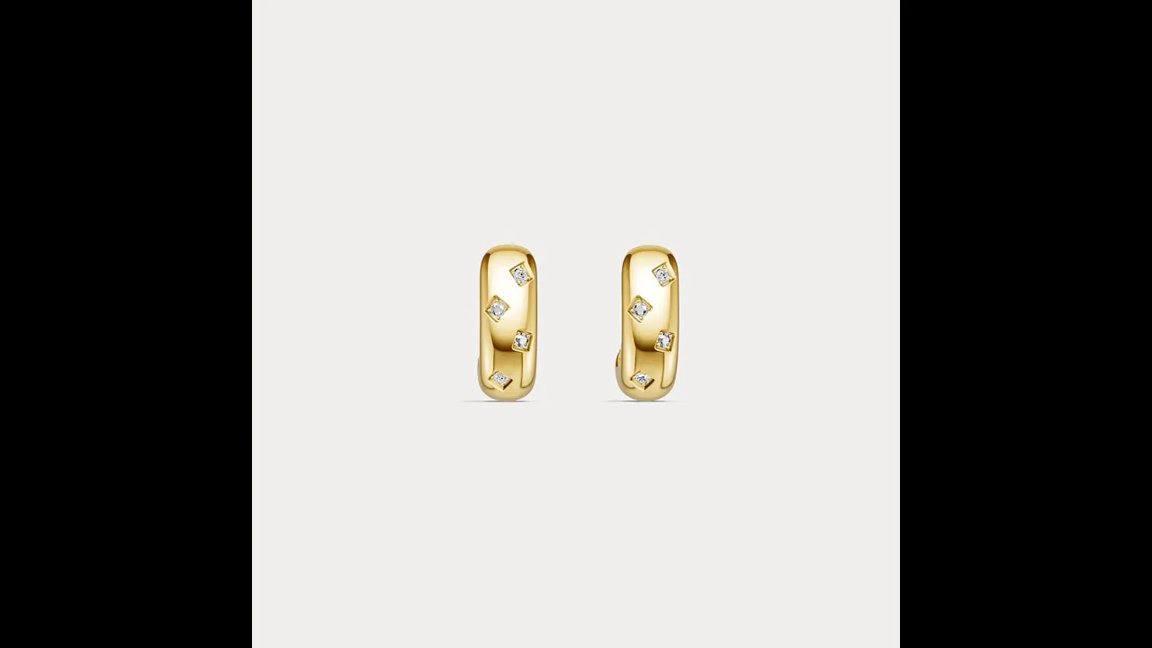 Scattered Lab-Grown Diamond Huggie Hoop Earrings in Sterling Silver