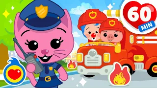 Las Ruedas Del Camión De Bomberos 🚒🚑 Y Más Canciones Infantiles De Oficios (60 Min) | Plim Plim