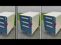 DBin Modern Steel Mobile Pedestal Cabinet With 3 Drawers