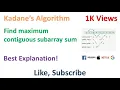 Kadane s Algorithm - Find maximum contiguous subarray sum