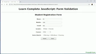 JavaScript Form Validation in Hindi Part17