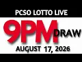 Lotto Result Today 9pm Draw AUGUST 17 2026 Swertres Ez2 PCSO LIVE