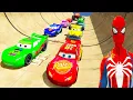 Download Lagu SPIDERMAN McQueen Friends CARS MEGA Slides LOOP Ramp ! SUPERHEROES HULK Mack Truck Mega JUMP - GTA V