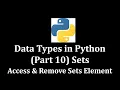 Data Types in Python Part 10 Sets Access Remove Sets Element LearnWithMrRJ