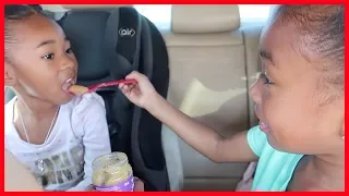 mommy drives her hungry baby to the store pretend play