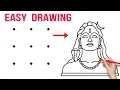 9 dots turns into Adiyogi Lord Shiva Statue Drawing Mahadev Drawing