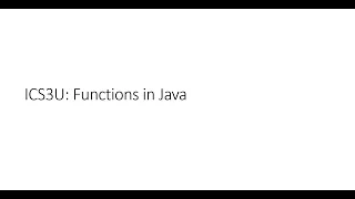 ICS3U Functions in Java