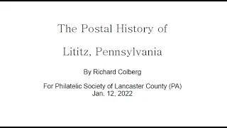 The Postal History of Lititz Pennsylvania in Lancaster County
