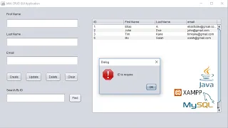 Java GUI crud with MYSQL Database XAMPP - Create Read Update Delete