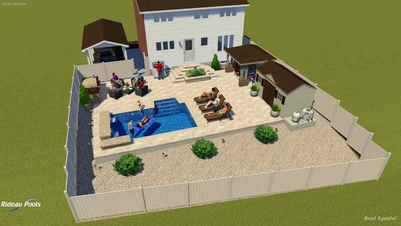 12 x 20 Inground Pool and Backyard Design by Rideau Pools Ottawa