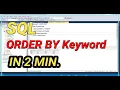 SQL ORDER BY Keyword ORDER BY DESC in ASC ORDER BY DESC in SQL