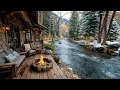 Lagu People Can’t Stop Watching This Winter Riverside Cabin Porch Firepit \u0026 Nature Sounds