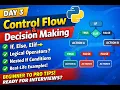 Python Day 3 Control Flow Decision Making in Python If Else Elif with Real Examples