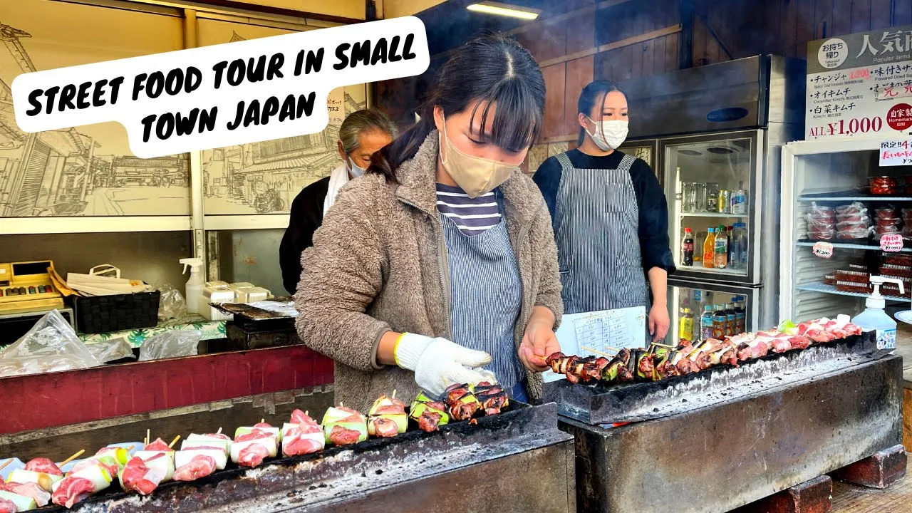 JAPANESE STREET FOOD tour in small town Japan   Tokyo day trip 2023  Kawagoe street food