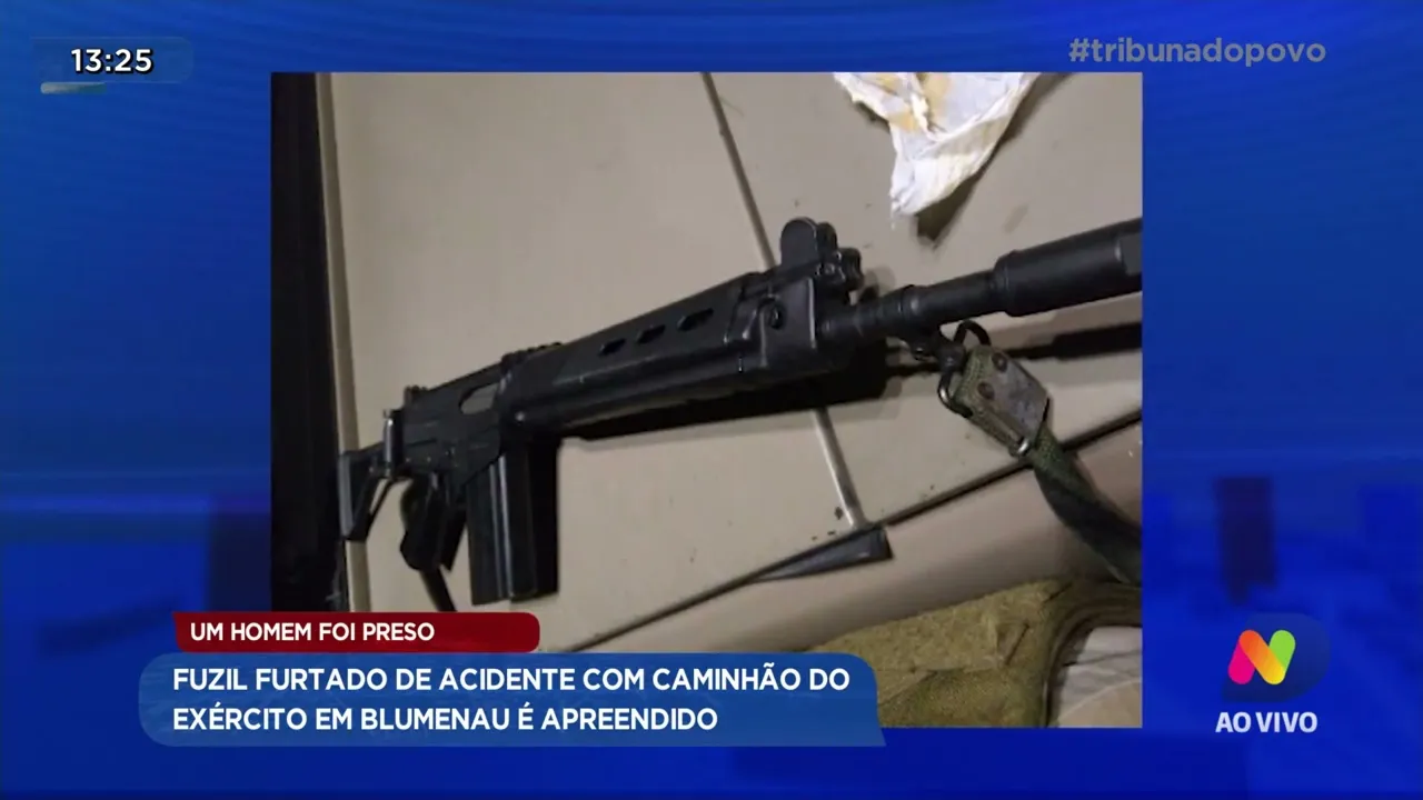 Um homem foi preso: fuzil furtado de acidente com caminhão do Exército em Blumenau é apreendido
