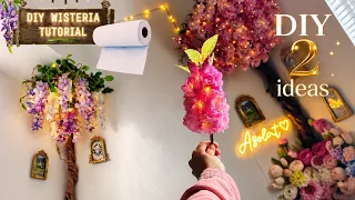 DIY Paper Cherry Blossom Light | Wisteria Tree Tutorial | Turning PAPER TOWELS into Aesthetic Decor!