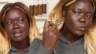 i tried airbrush makeup for dark skin 