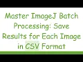 Master ImageJ Batch Processing Save Results for Each Image in CSV Format