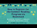Beanstack registration for the Summer Reading Program