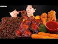 ASMR MUKBANG BBQ Chicken Black Bean Noodles Fried Chicken French fries EATING SOUND