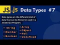 What are data Types in JavaScript in Urdu Hindi Lecture 7