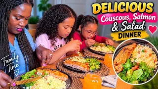 Delicious Couscous, Salmon & Salad Dinner 
