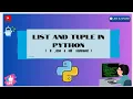 List and Tuple in Python python programming tutorial AI data science