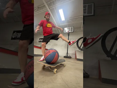 Skateboard Stomp Basketball Trick Shot!