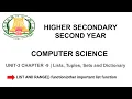Chapter 9 Part 2 List Tuples Sets and Dictionary Tamilnadu board 12th computer science