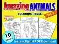 Amazing Animals Coloring Pages PDF Printable V2