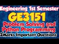 GE3151 Important Questions Problem Solving and python programming Important question Engineeringking