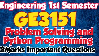 GE3151 Important Questions Problem Solving and python programming Important question Engineeringking