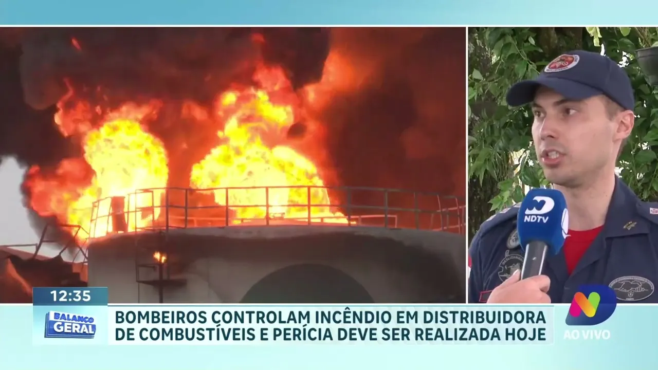 Bombeiros controlam incêndio em distribuidora de combustíveis e perícia deve ser realizada hoje