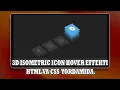 3D isometric icon hover effekti html va css yordamida