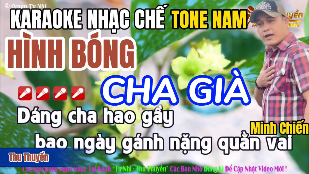 Karaoke HÌNH BÓNG CHA GIÀ ( Tone Nam )[ NHẠC CHẾ - Thương Cha Vất Vã Sớm Hôm ]