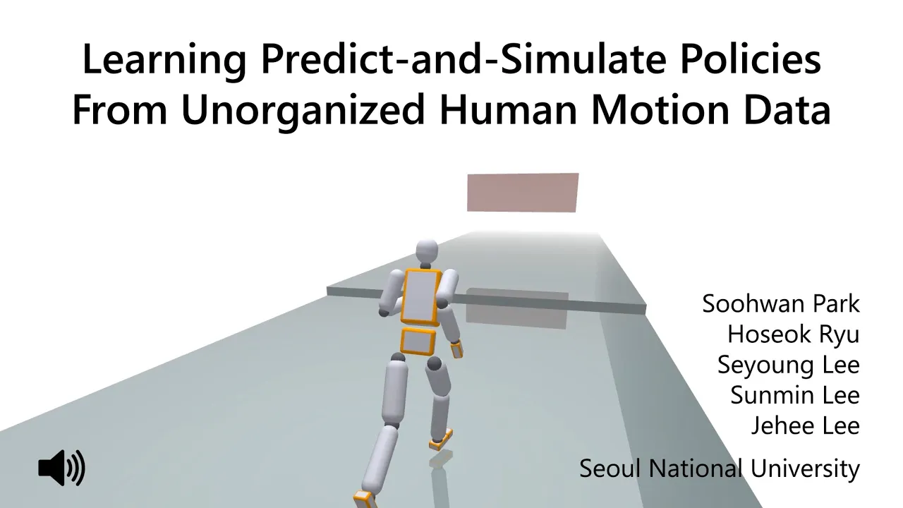 Learning predict-and-simulate policies from unorganized human motion data (SIGGRAPH ASIA 2019)