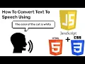 Create Text Into Speech Web App Using Html css and javascript Web Development Web Projects