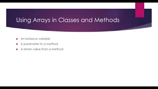 Java Arrays Part 5 Using Arrays in Methods User Classes Passing Returning Arrays in Methods