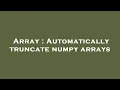 Array Automatically truncate numpy arrays
